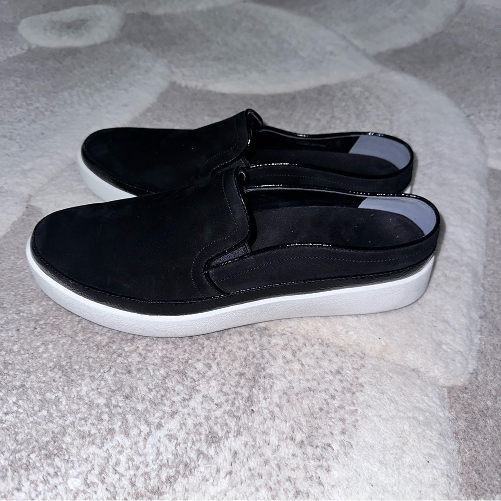 Vionic EFFORTLESS Nubuck Leather Slip On Mules Sneakers Shoes Size 8.5 BLACK